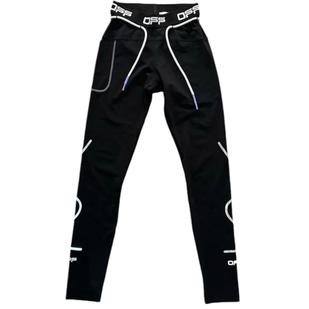 OFF-WHITE WOMANS leggings,  black white logo waistband SZ XS